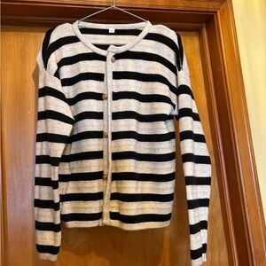 Striped Black and Cream Women's Sweater